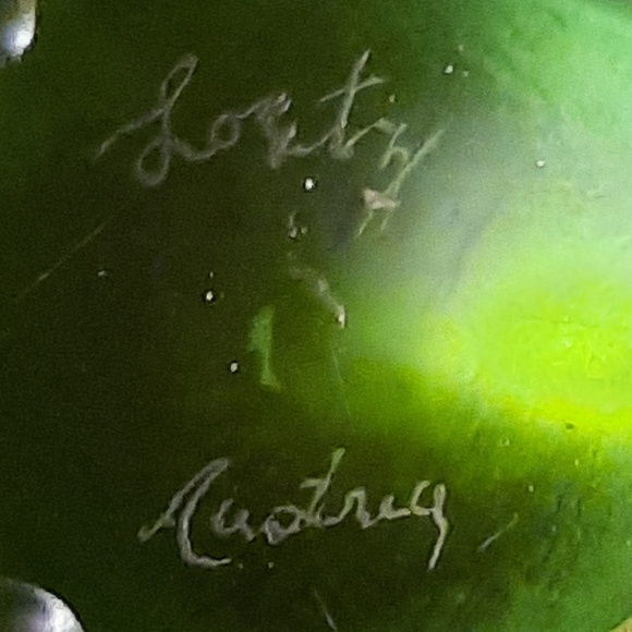 Loetz Austria Signed Green Iridescent Diaspora Glass - Picture 5 of 6